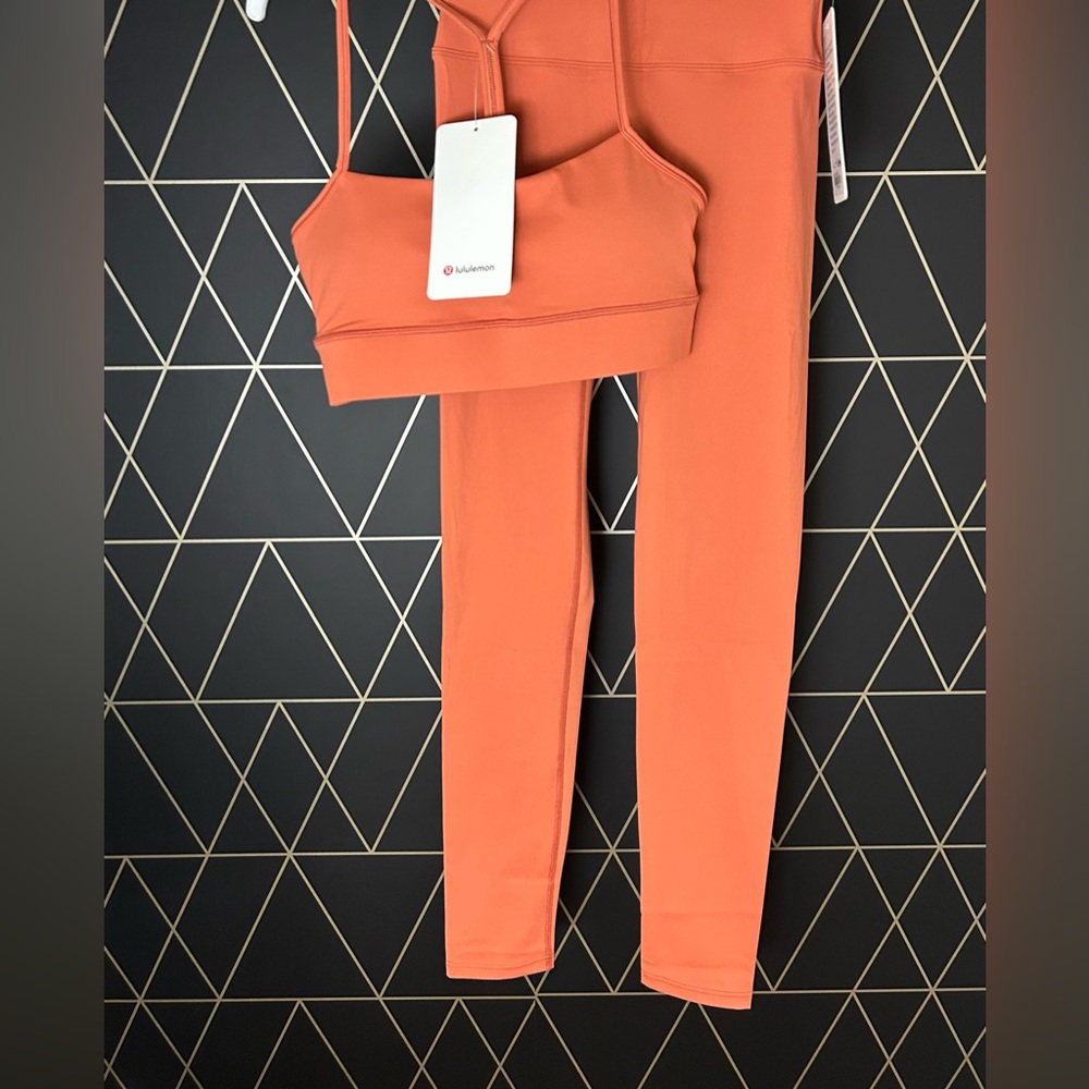 Brand new Lululemon Orange Sports Bra and Leggings Set